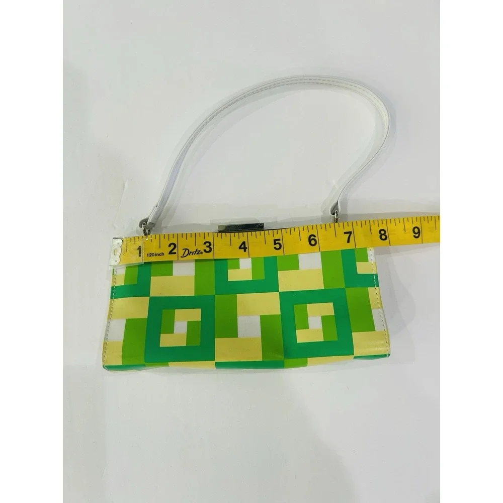 Vintage Claires Icing‎ Y2K Mini Shoulder Bag Purse Kiss Lock Green Geo 00s Bratz